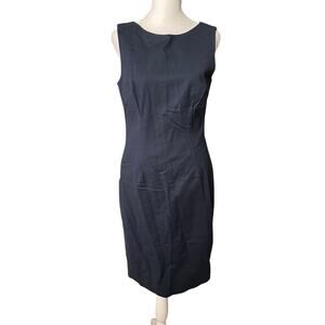 Pearl by Lela Rose 2 Sheath Dress Navy Dark Blue Sleeveless Career Sleek